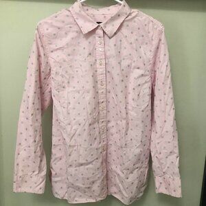 Talbots Pink & Silver Polka Dot Button Dow…